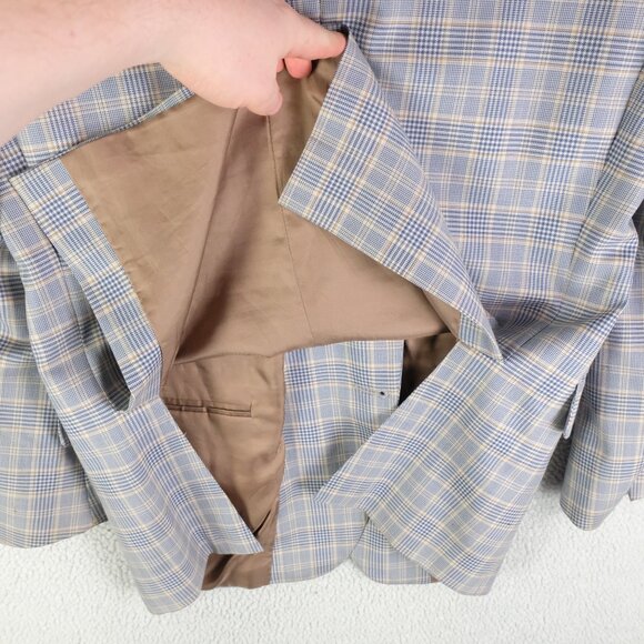 Peter Millar Blazer Mens 40S Blue Yellow Plaid Two Button Wool Performance - Picture 6 of 16